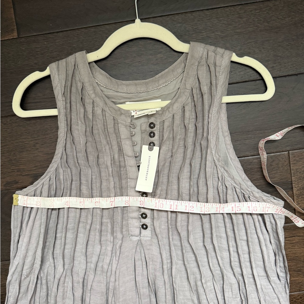Sleeveless Taupe Mini Dress with Pintuck Detail - Picture 12 of 12